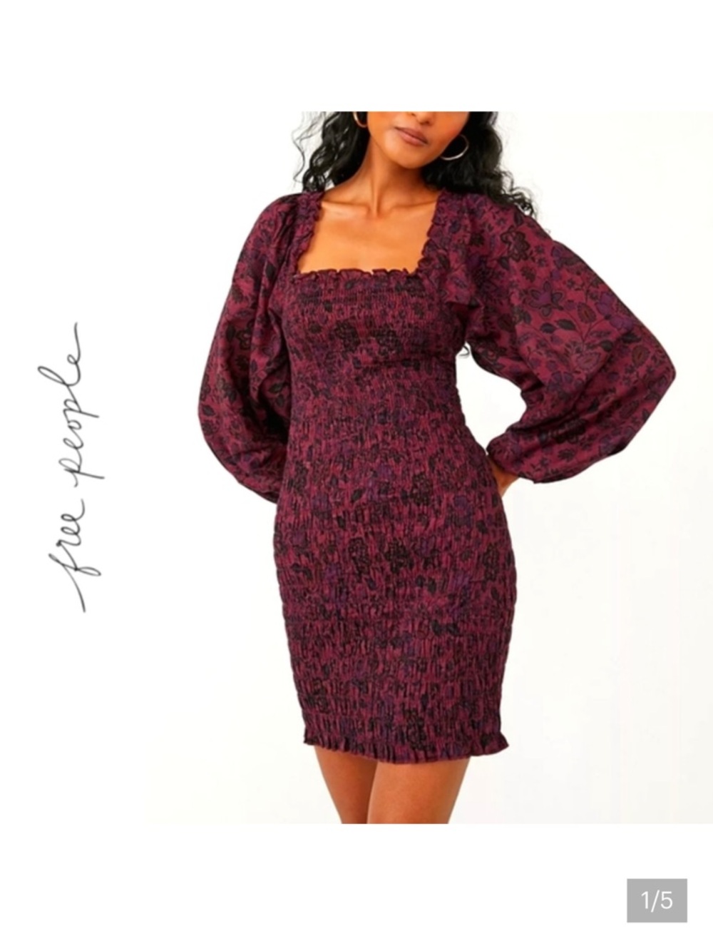 Free People Smock It To Me Long Sleeve Mini Dress Size Small